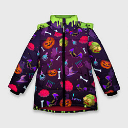 Куртка зимняя для девочки RIP halloween, цвет: 3D-красный