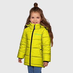 Куртка зимняя для девочки Киберпанк - Лого Дэвида, цвет: 3D-светло-серый — фото 2