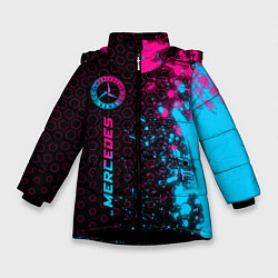 Куртка зимняя для девочки Mercedes - neon gradient: по-вертикали, цвет: 3D-черный