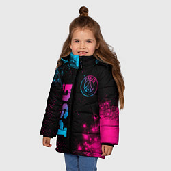 Куртка зимняя для девочки PSG - neon gradient: надпись, символ, цвет: 3D-черный — фото 2