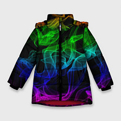 Зимняя куртка для девочки Разноцветный неоновый дым