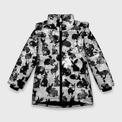 Зимняя куртка для девочки Черные новогодние кролики