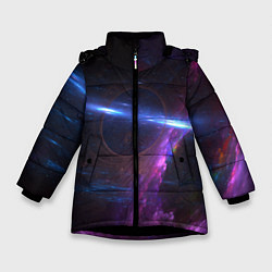 Куртка зимняя для девочки Принт Deep космос, цвет: 3D-черный