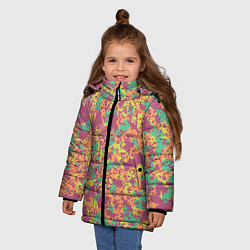 Куртка зимняя для девочки Цифровой камуфляж - сиренево-зеленый, цвет: 3D-светло-серый — фото 2