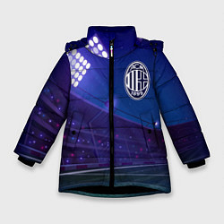 Куртка зимняя для девочки AC Milan ночное поле, цвет: 3D-черный