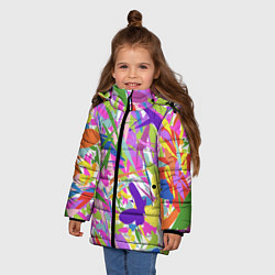 Куртка зимняя для девочки Сочные краски лета и бабочки, цвет: 3D-черный — фото 2