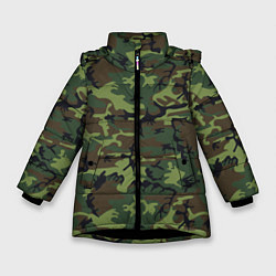 Куртка зимняя для девочки Камуфляж лес - мелкий, цвет: 3D-черный