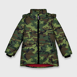 Куртка зимняя для девочки Камуфляж лес - мелкий, цвет: 3D-красный