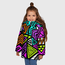 Куртка зимняя для девочки Abstract geometric shapes, цвет: 3D-светло-серый — фото 2