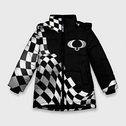 Куртка зимняя для девочки SsangYong racing flag, цвет: 3D-черный