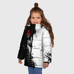 Куртка зимняя для девочки Mitsubishi - черно-белая абстракция, цвет: 3D-светло-серый — фото 2