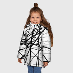 Куртка зимняя для девочки Пересечение линий, цвет: 3D-черный — фото 2