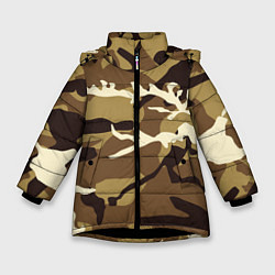 Куртка зимняя для девочки Камуфляж Woodland осень крупный, цвет: 3D-черный