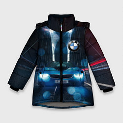 Куртка зимняя для девочки Бэха на ночной дороге попала под ливень, цвет: 3D-светло-серый