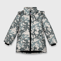 Зимняя куртка для девочки Камуфляж серый пиксель
