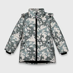Куртка зимняя для девочки Камуфляж серый пиксель, цвет: 3D-черный