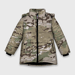 Куртка зимняя для девочки Камуфляж Multicam, цвет: 3D-черный