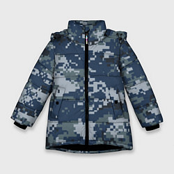 Куртка зимняя для девочки Камуфляж Росгвардия цифра, цвет: 3D-черный