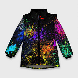 Куртка зимняя для девочки Абстрактные брызги краски, цвет: 3D-светло-серый