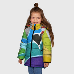 Куртка зимняя для девочки Граффити сердце, цвет: 3D-красный — фото 2