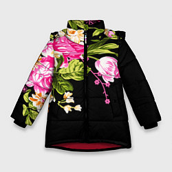 Зимняя куртка для девочки Букет цветов