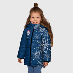 Куртка зимняя для девочки Новогодние снеговики, цвет: 3D-светло-серый — фото 2