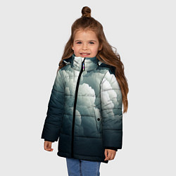 Куртка зимняя для девочки Темные тучи - иллюстрация, цвет: 3D-черный — фото 2