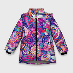 Куртка зимняя для девочки Multi-colored colorful patterns, цвет: 3D-светло-серый