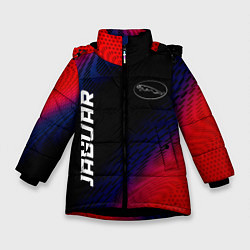 Куртка зимняя для девочки Jaguar красный карбон, цвет: 3D-черный
