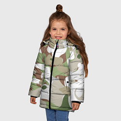 Куртка зимняя для девочки Камуфляж зимний лес крупный, цвет: 3D-светло-серый — фото 2