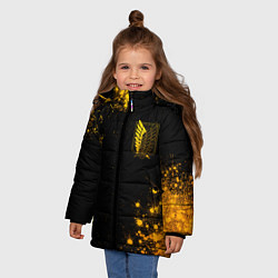 Куртка зимняя для девочки Attack on Titan - gold gradient: надпись, символ, цвет: 3D-черный — фото 2