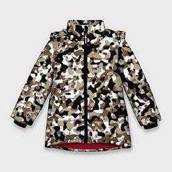Куртка зимняя для девочки Камуфляж зимний лес - мелкий, цвет: 3D-красный