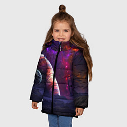 Куртка зимняя для девочки Бесконечное космическое пространство - Планета, цвет: 3D-красный — фото 2