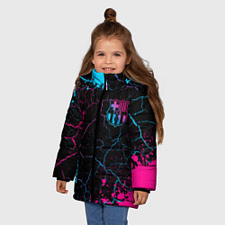 Куртка зимняя для девочки Barcelona - neon gradient: надпись, символ, цвет: 3D-черный — фото 2