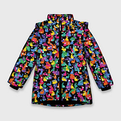 Зимняя куртка для девочки Разноцветные кролики