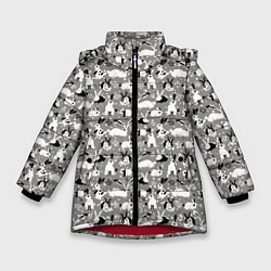 Куртка зимняя для девочки Кролики пятнистые, цвет: 3D-красный