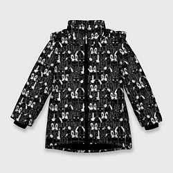 Зимняя куртка для девочки Кролики черно-белые