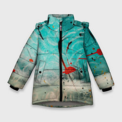 Куртка зимняя для девочки Абстрактные песок и небо с красками, цвет: 3D-светло-серый
