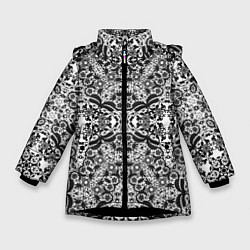 Зимняя куртка для девочки Черно-белый ажурный кружевной узор