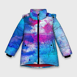 Куртка зимняя для девочки Радужная абстракция, цвет: 3D-красный