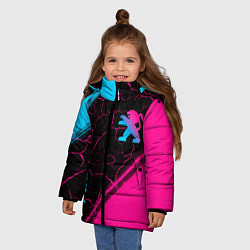 Куртка зимняя для девочки Peugeot - neon gradient: надпись, символ, цвет: 3D-черный — фото 2