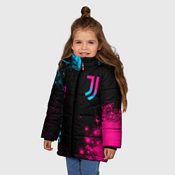 Куртка зимняя для девочки Juventus - neon gradient: надпись, символ, цвет: 3D-черный — фото 2