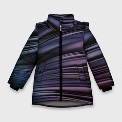 Куртка зимняя для девочки Волнообразные фиолетовые паттерны, цвет: 3D-светло-серый