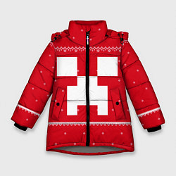 Куртка зимняя для девочки Новогодний крипер - Майнкрафт, цвет: 3D-светло-серый