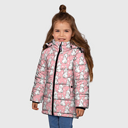 Куртка зимняя для девочки Зайчики паттерн, цвет: 3D-красный — фото 2