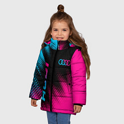 Куртка зимняя для девочки Audi - neon gradient: надпись, символ, цвет: 3D-черный — фото 2