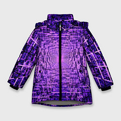 Куртка зимняя для девочки Фантастические фиолетовые лучи, цвет: 3D-светло-серый