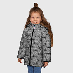Куртка зимняя для девочки Абстракция цветы мандала, цвет: 3D-черный — фото 2