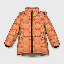 Куртка зимняя для девочки Абстракция узор оранжевый, цвет: 3D-светло-серый