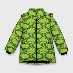 Куртка зимняя для девочки Милитари змеиная кожа одноцветная, цвет: 3D-черный